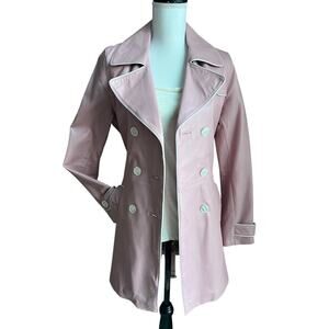 Vintage Wilson's Leather Maxima long pink double-breasted belted jacket size S